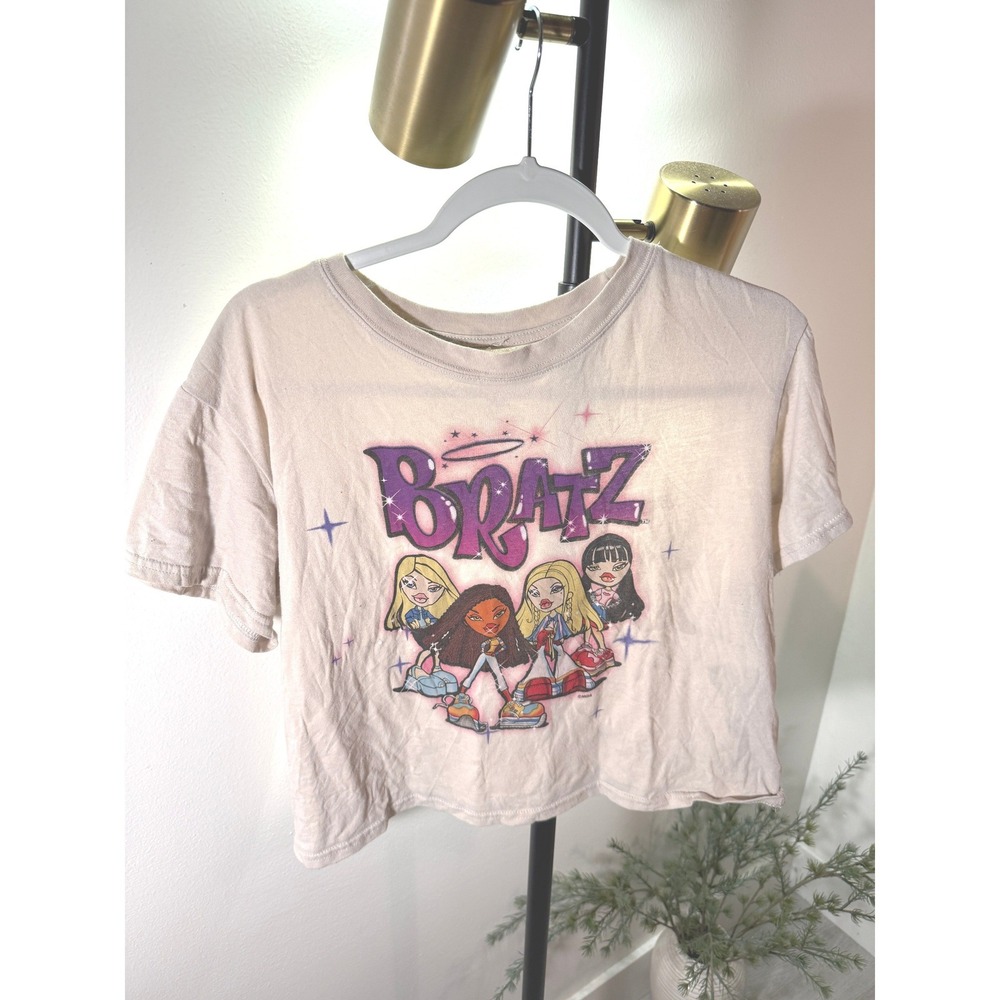 Bratz Graphic Crop Tee XL Beige Y2K 90s Collector Favorite Short Sleeve Top